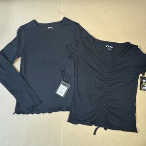 Black Long Sleeve and Ruched Top Set- Art Class Large 10-12 (239)